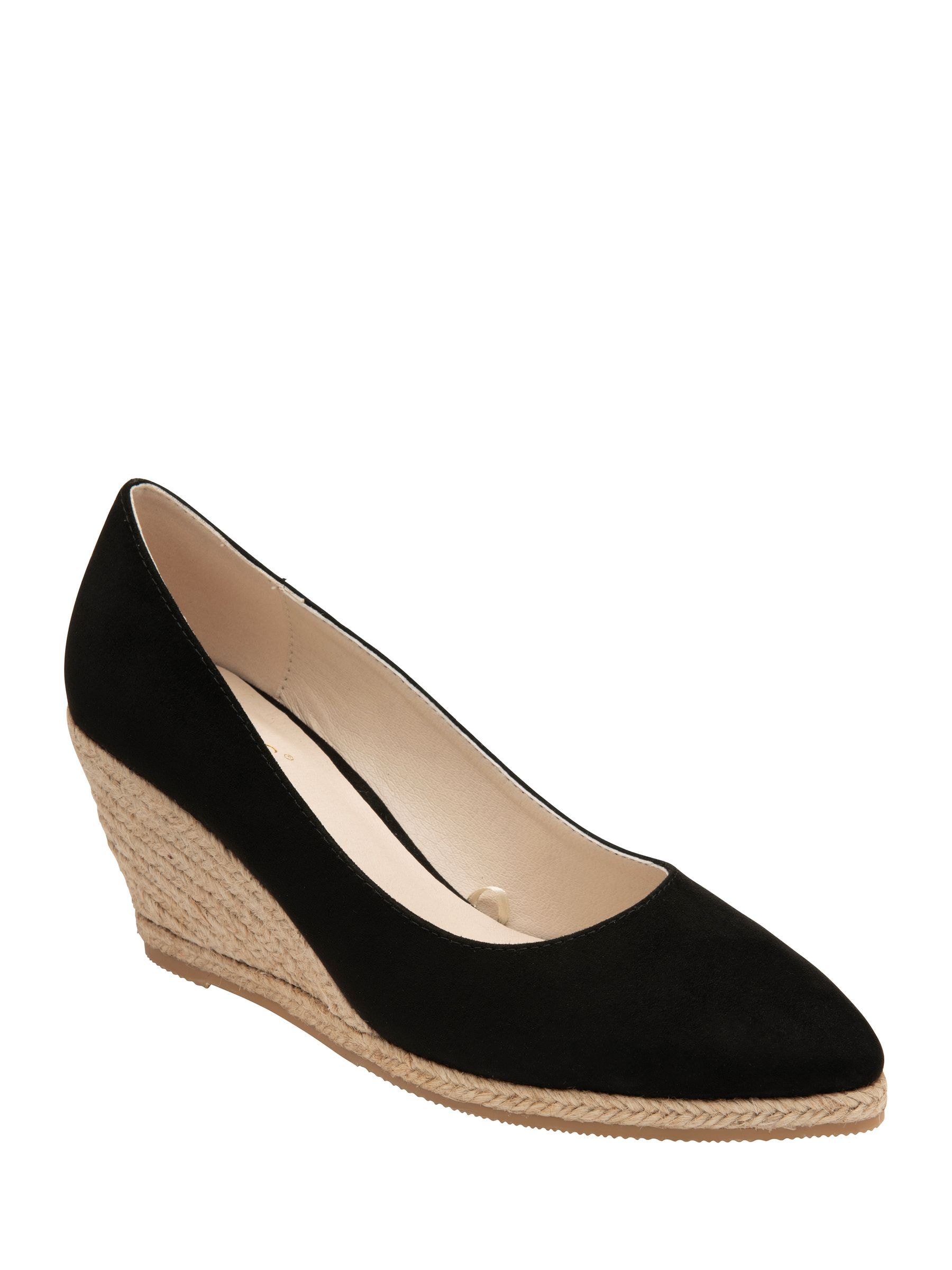 Lotus Women's Black Wedge Slip-On Shoes