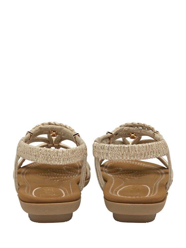 Lotus Gold Flat Slingback Sandals - Image 2 of 3
