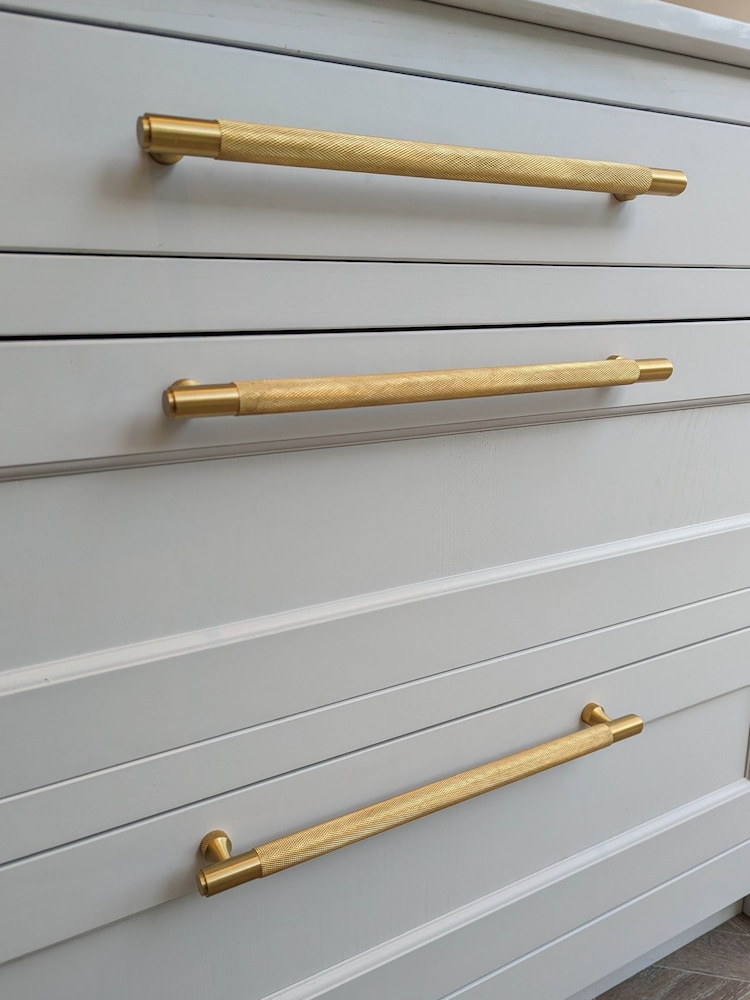 Pushka Home Gold Knurled Cabinet Bar Handle - Image 4 of 4 Pushka Home Gold Knurled Cabinet Bar Handle - Image 4 of 4