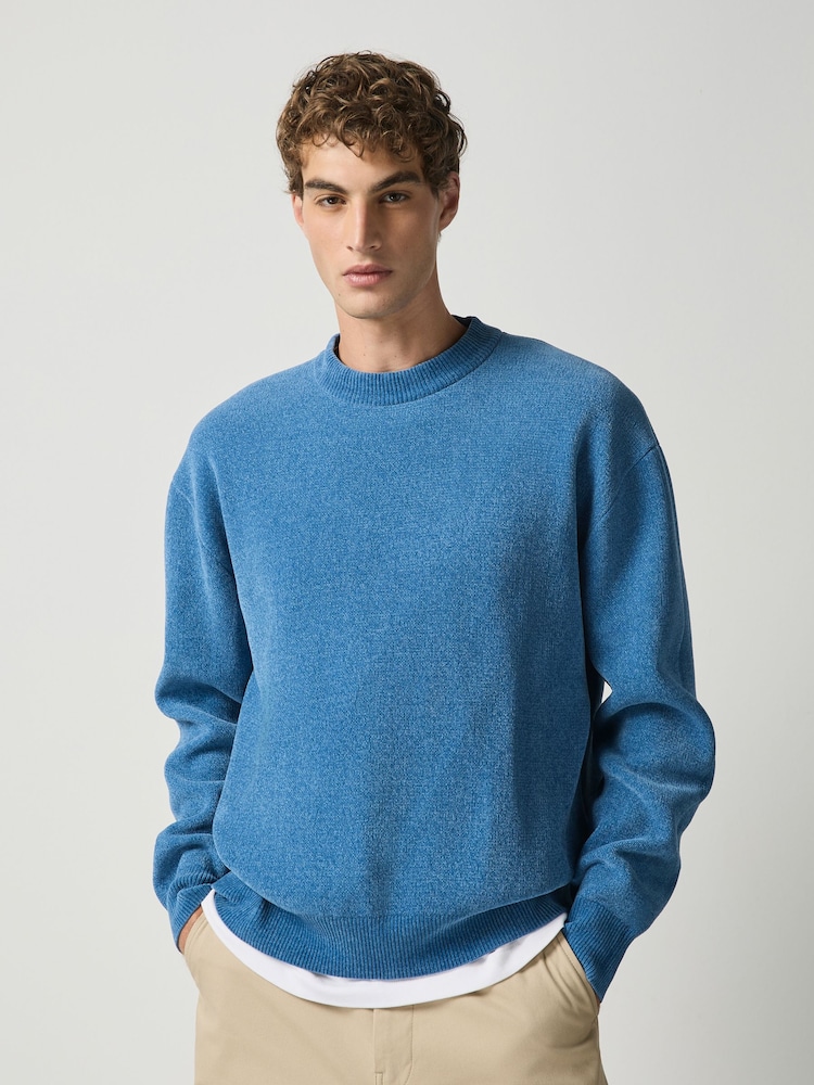 Blue Chenille Crew Neck Jumper - Image 1 of 7