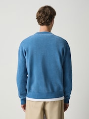 Blue Chenille Crew Neck Jumper - Image 3 of 7