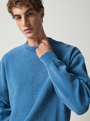 Blue Chenille Crew Neck Jumper - Image 4 of 7