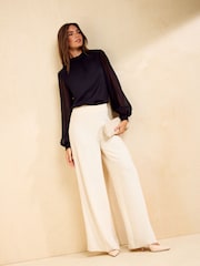 Friends Like These Black High Neck Chiffon Sleeve Blouse - Image 3 of 5