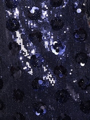 Friends Like These Navy Short Sleeve Sequin Blouse - Image 5 of 5