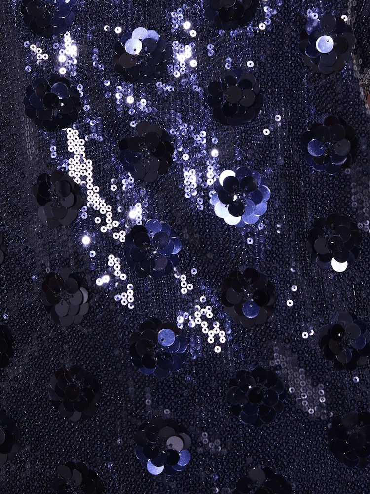 Friends Like These Navy Short Sleeve Sequin Blouse - Image 5 of 5 Friends Like These Navy Short Sleeve Sequin Blouse - Image 5 of 5