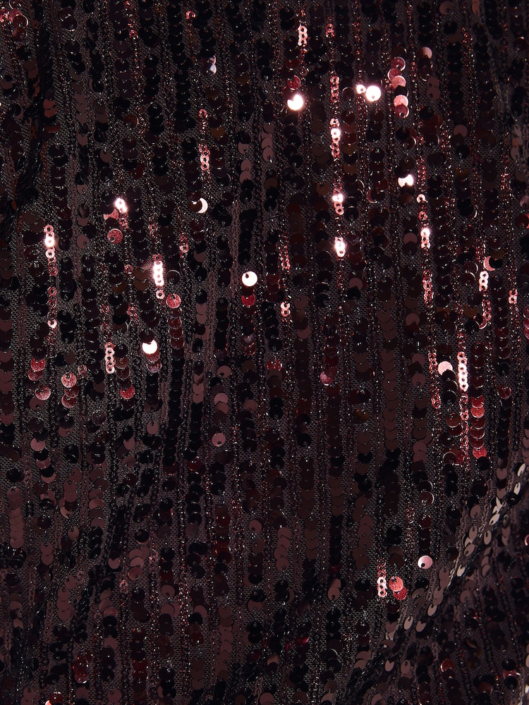 Friends Like These Chocolate Brown Premium Sequin Halterneck Top - Image 6 of 6
