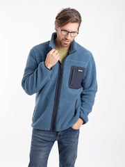 Weird Fish Blue Fletcher Full Zip Borg Fleece - Image 1 of 7