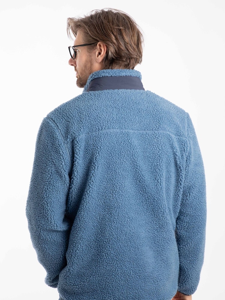 Weird Fish Blue Fletcher Full Zip Borg Fleece - Image 2 of 7