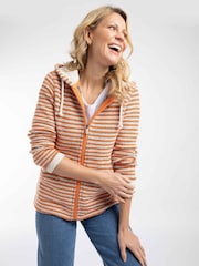 Weird Fish Orange Fisher Full Zip Stripe Macaroni Hoodie - Image 1 of 7