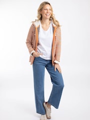 Weird Fish Orange Fisher Full Zip Stripe Macaroni Hoodie - Image 3 of 7