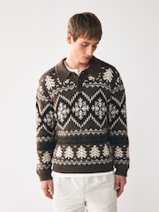 Brown Fairisle Matching Family Christmas Jumper - Image 1 of 12