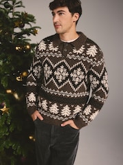 Brown Fairisle Matching Family Christmas Jumper - Image 6 of 12