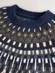 Grey Fair Isle Pattern Knitted Crew Neck Jumper - Image 7 of 8