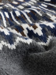 Grey Fair Isle Pattern Knitted Crew Neck Jumper - Image 8 of 8