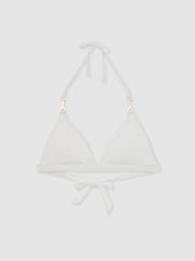Reiss White Riah Triangle Halter-Neck Bikini Top - Image 2 of 6