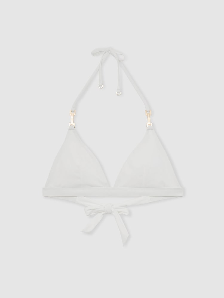 Reiss White Riah Triangle Halter-Neck Bikini Top - Image 2 of 6