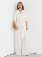 Reiss White Clover Tie-Front Wrap Suit Jacket - Image 4 of 10