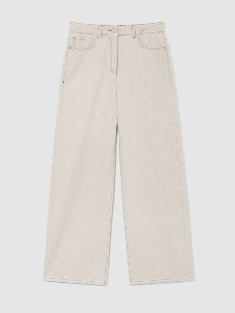 Reiss Cream Febe Wide-Leg Jeans with Hemp - Image 2 of 8
