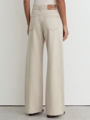 Reiss Cream Febe Wide-Leg Jeans with Hemp - Image 6 of 8
