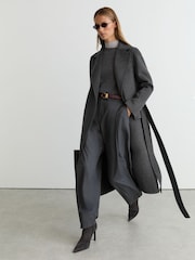 Ածխագույն մոխրագույն - Reiss Marlowe Wool-Blend Double-Breasted Blind-Seam Coat - Պատկեր 9 12-ից