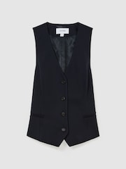 Reiss Navy Solene Wool-Blend Tailored Waistcoat - Image 2 of 6