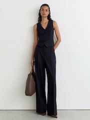 Reiss Navy Solene Wool-Blend Tailored Waistcoat - Image 3 of 6