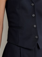 Reiss Navy Solene Wool-Blend Tailored Waistcoat - Image 4 of 6