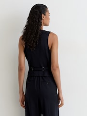 Reiss Navy Solene Wool-Blend Tailored Waistcoat - Image 5 of 6
