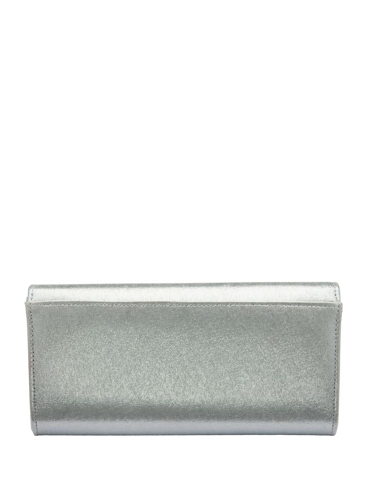 Lotus Silver Clutch Bag with Chain - Image 2 of 4