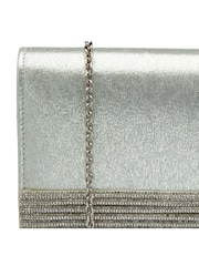 Lotus Silver Clutch Bag with Chain - Image 3 of 4