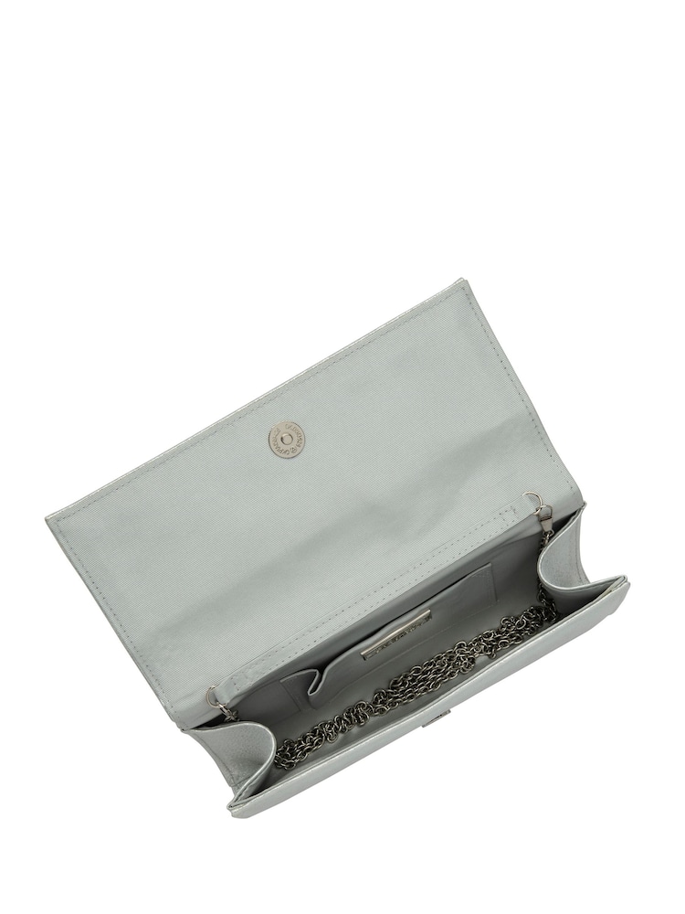 Lotus Silver Clutch Bag with Chain - Image 4 of 4