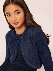 Lipsy Navy Blue Fluffy Occasion Bolero (5-16yrs) - Image 1 of 4