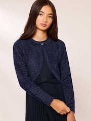 Lipsy Navy Blue Fluffy Occasion Bolero (5-16yrs) - Image 3 of 4