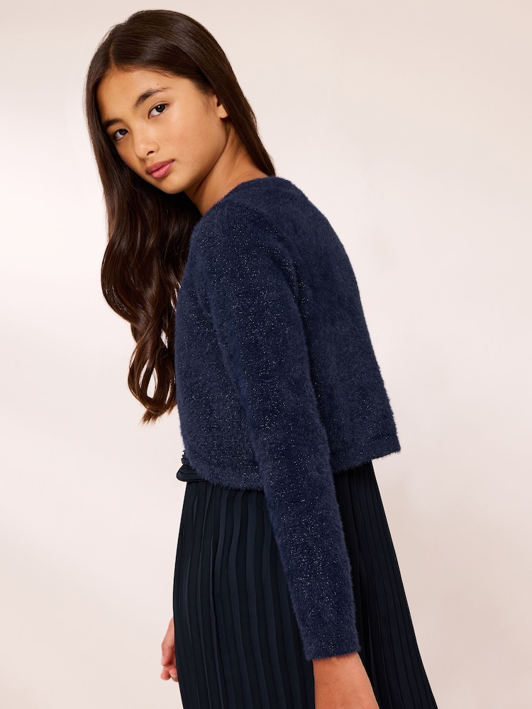 Lipsy Navy Blue Fluffy Occasion Bolero (5-16yrs) - Image 4 of 4 Lipsy Navy Blue Fluffy Occasion Bolero (5-16yrs) - Image 4 of 4