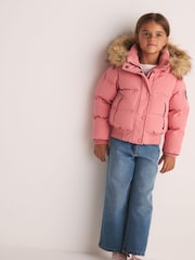 Superdry Rose Pink Everest Padded Bomber Coat - Image 5 of 16
