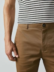 Tan Brown Slim Fit Cotton Rich Stretch Chinos - Image 5 of 10