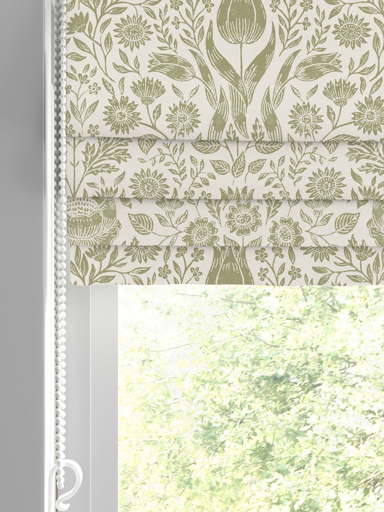 Laura Ashley Olive Ashstead Damask Made to Measure Roman Blind - Image 2 of 6
