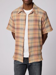 PS Paul Smith Orange Madras Check Cashmere Blend Short Sleeve Shirt - Image 1 of 3
