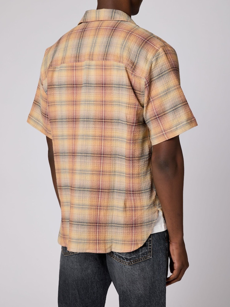 PS Paul Smith Orange Madras Check Cashmere Blend Short Sleeve Shirt - Image 2 of 3