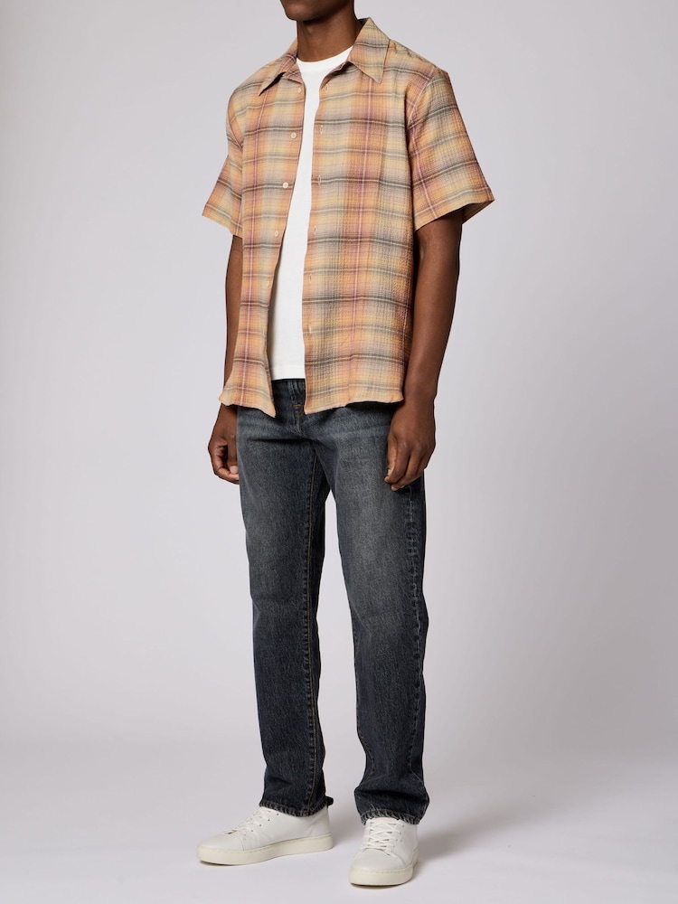 PS Paul Smith Orange Madras Check Cashmere Blend Short Sleeve Shirt - Image 3 of 3
