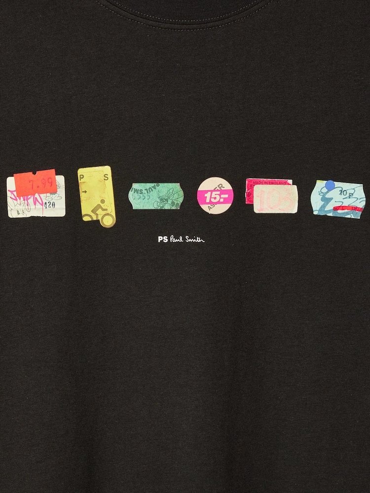 PS Paul Smith Black Price Tag Graphic T-Shirt - Image 6 of 6