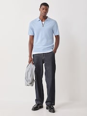 PS Paul Smith Blue Block Rib Signature Stripe Zip Neck Polo Shirt - Image 3 of 8