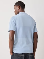 PS Paul Smith Blue Block Rib Signature Stripe Zip Neck Polo Shirt - Image 5 of 8