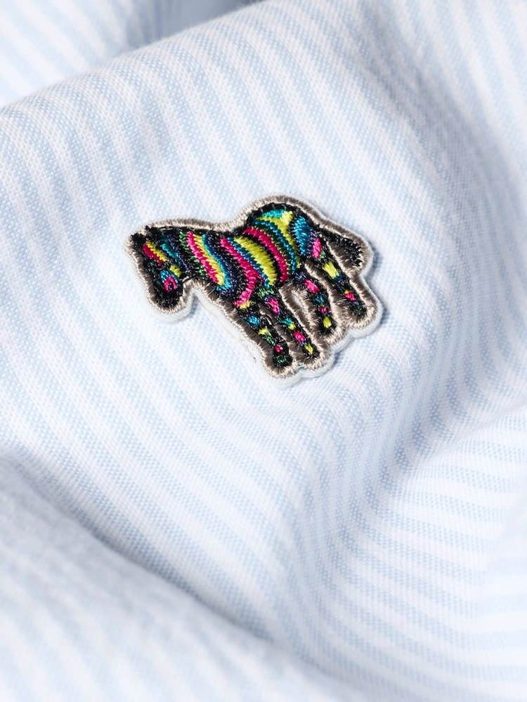 PS Paul Smith Blue Stripe Short Sleeve Zebra Logo Shirt - Image 2 of 5