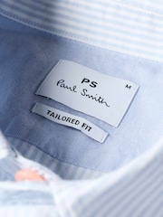 PS Paul Smith Blue Stripe Short Sleeve Zebra Logo Shirt - Image 3 of 5