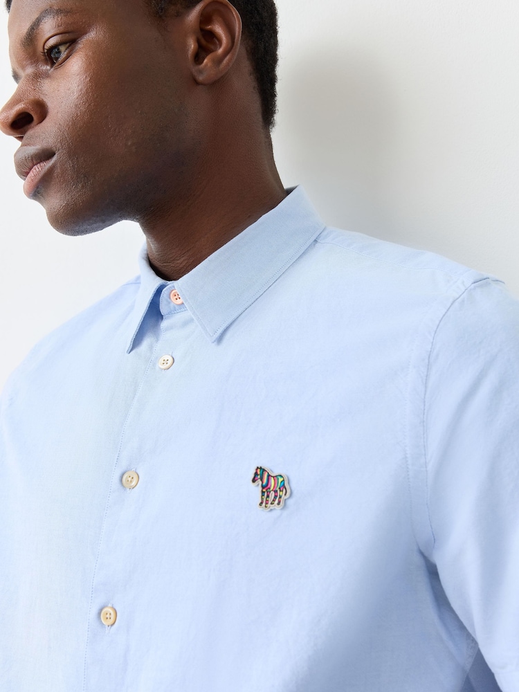 PS Paul Smith Blue Regular Fit Short Sleeve Zebra Logo Shirt - Image 4 of 4