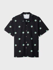 PS Paul Smith Black Floral Print Short Sleeve Revere Collar Shirt - Image 5 of 7