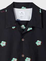 PS Paul Smith Black Floral Print Short Sleeve Revere Collar Shirt - Image 6 of 7