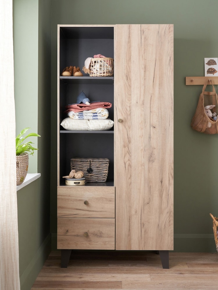 Tutti Bambini Distressed Oak Slate Grey Como Nursery Wardrobe - Image 1 of 4 Tutti Bambini Distressed Oak Slate Grey Como Nursery Wardrobe - Image 1 of 4