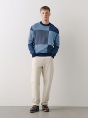 Blue Check Crew Neck Jumper - Image 2 of 8